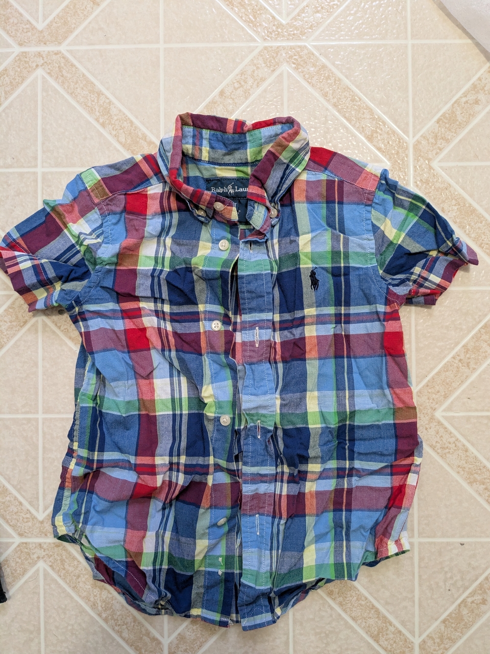 Ralph Lauren Boys Multicolor Plaid Button-Down Shirt — Blue, Red, Green